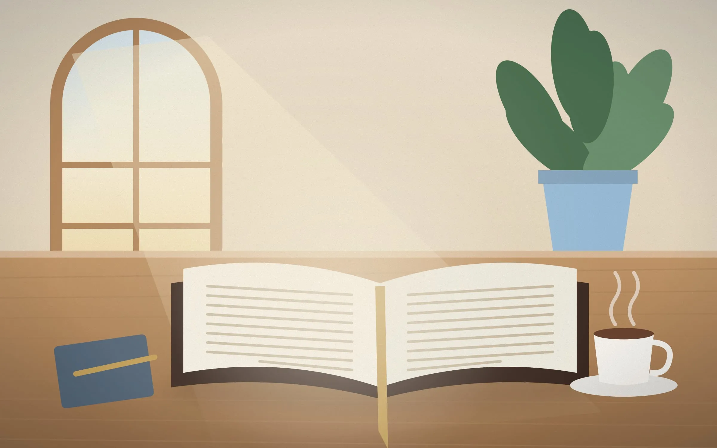 Una Biblia abierta iluminada por la luz de la mañana